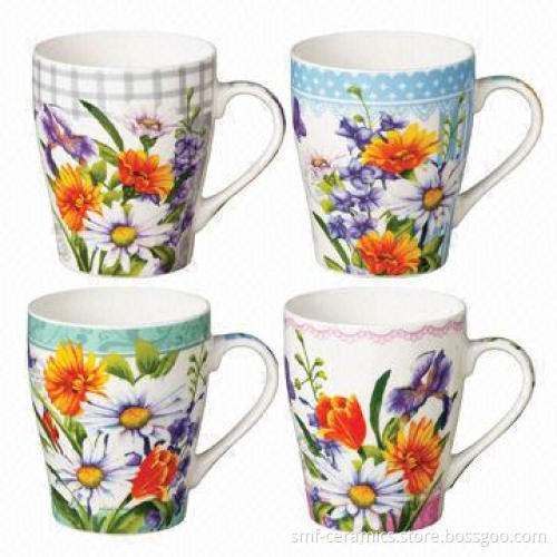 12oz White Mugs with Customized Designs, LFGB, 84/500/EEC Contact Food-grade